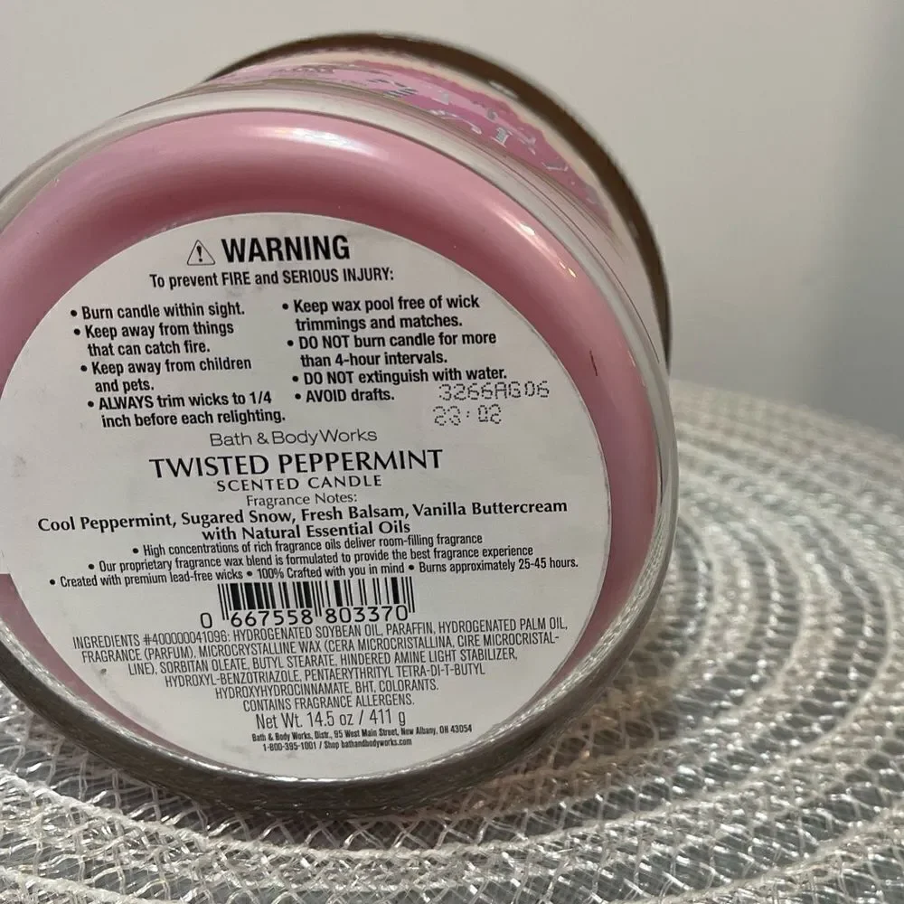 BBW Twisted Peppermint 3 Wick Candle NWT